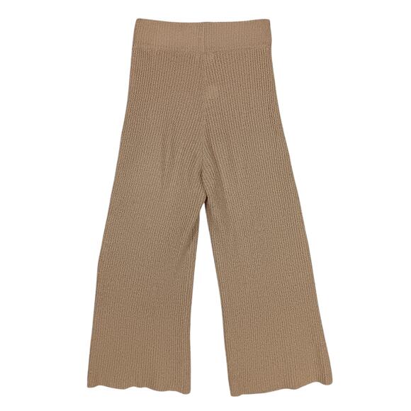 MOD REF Ribbed Knit Pants Nude Size Medium High Rise Crop Length Elastic Waist - Picture 9 of 14